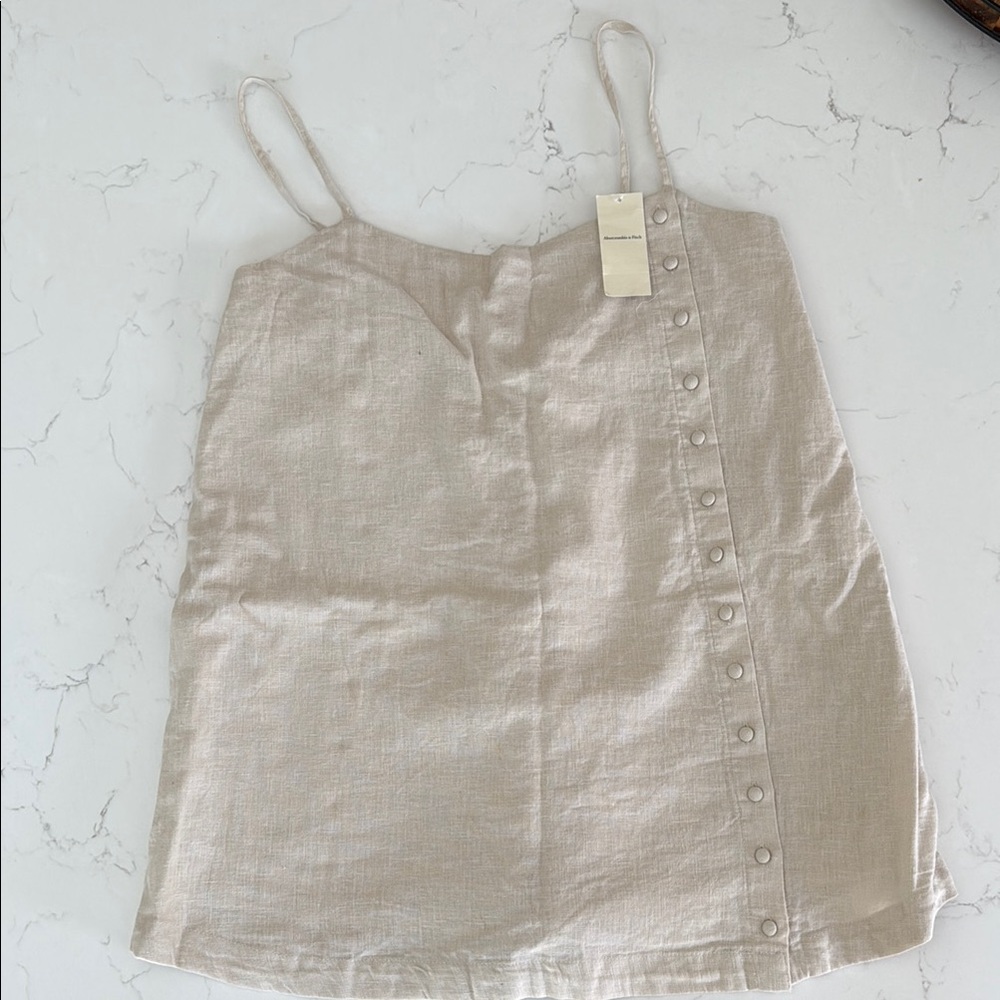 Abercrombie Beige Button-Down Linen Skort